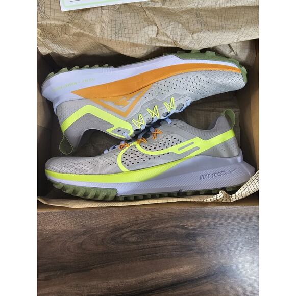 Nike React Pegasus Trail 4 Grey/Volt-Orange Running Shoe‎ DJ6158 002 Mens Sz 10 - Picture 8 of 16